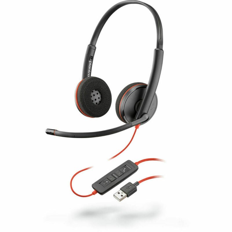 Ausinės su mikrofonu Plantronics Blackwire C3220 Juoda Raudona
