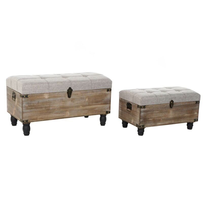 Taburetė DKD Home Decor Pilka Ruda (2 pcs) (80 x 40 x 44 cm)