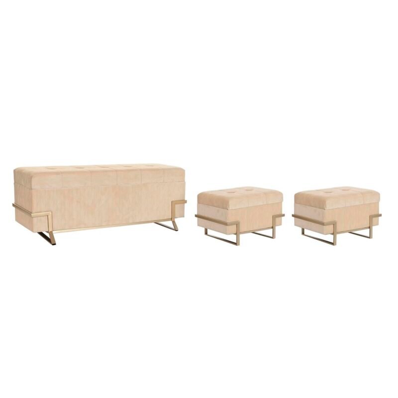 Foot-of-bed Bench DKD Home Decor Rusvai gelsva Metalinis 120 x 42 x 48 cm (3 pcs)