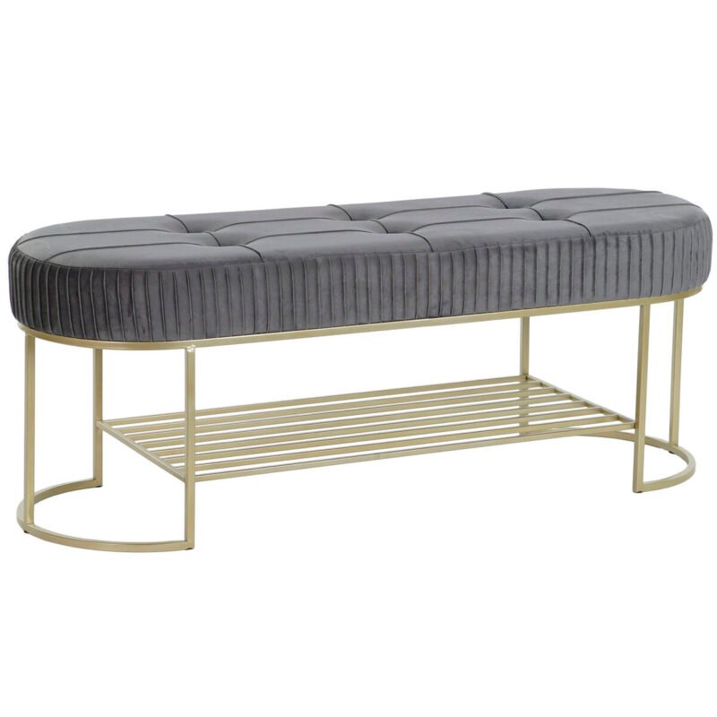 Taburetė DKD Home Decor Pilka Auksinis Metalinis 120 x 40 x 45 cm